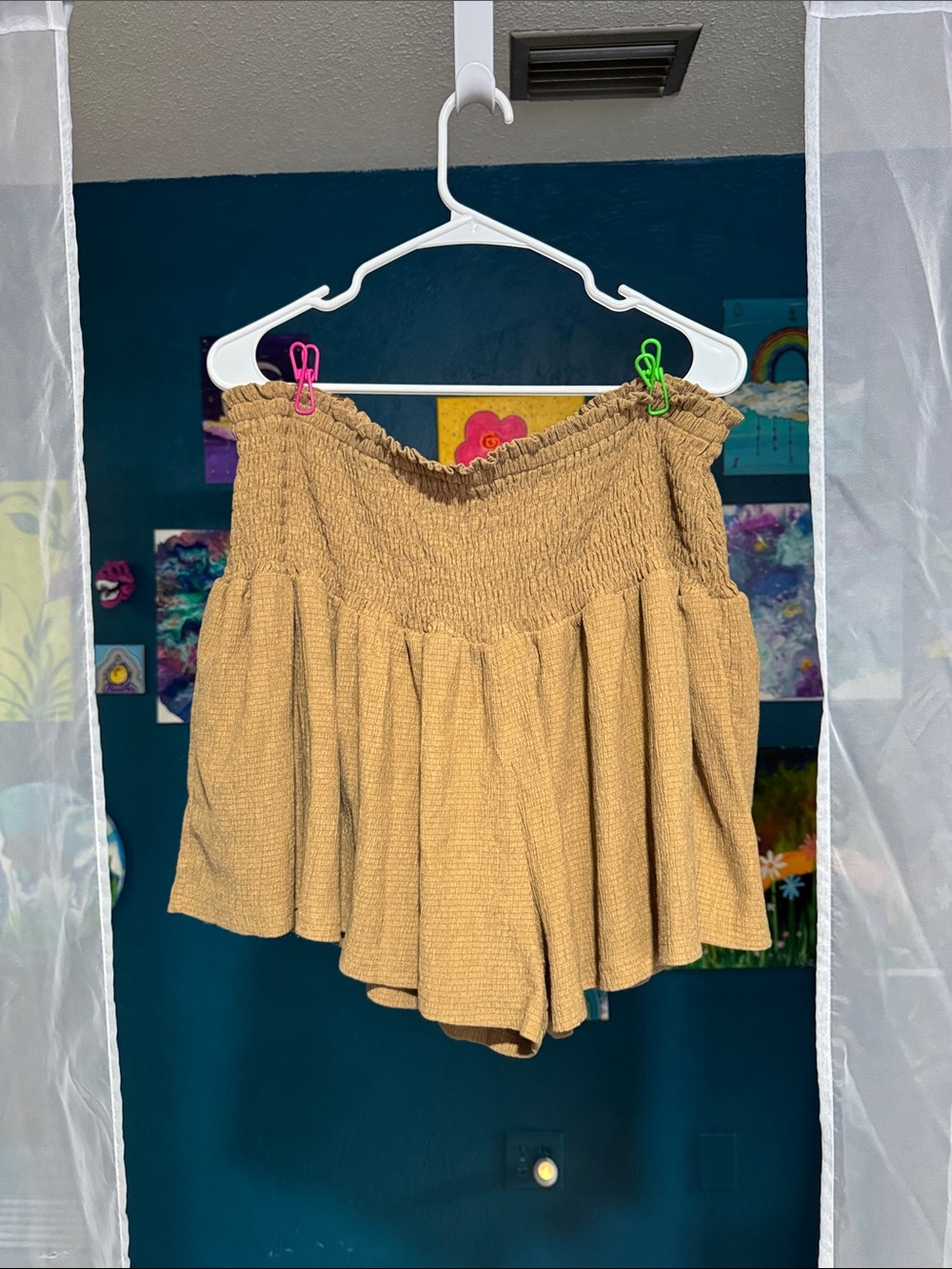 Smocked Waist Mustard Tiered Shorts